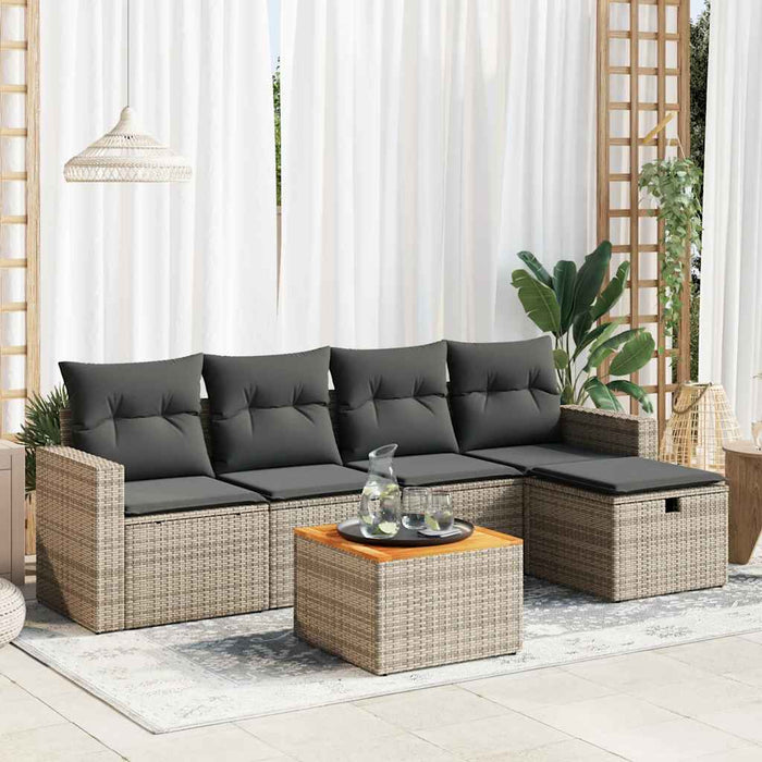 Set mobilier grădină cu perne, 6 piese, gri, poliratan - WALTI WALTI