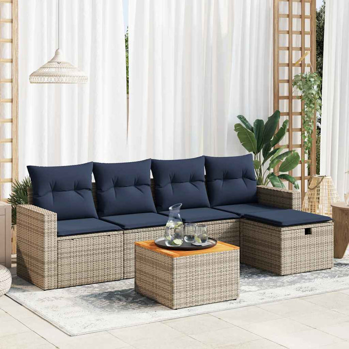 Set mobilier grădină cu perne, 6 piese, gri, poliratan - WALTI WALTI