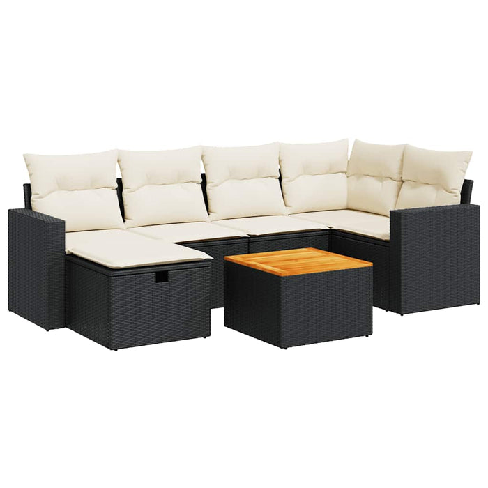 Set canapele de grădină cu perne, 7 piese, negru, poliratan - WALTI WALTI