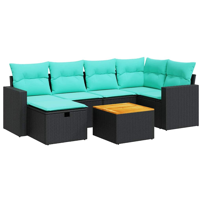 Set canapele de grădină cu perne, 7 piese, negru, poliratan - WALTI WALTI