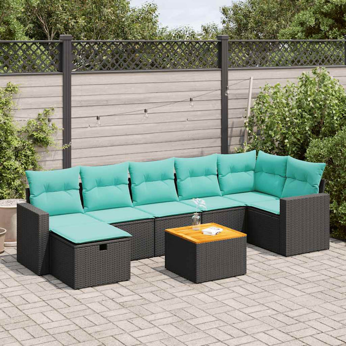 Set mobilier de grădină cu perne, 8 piese, negru, poliratan - WALTI WALTI