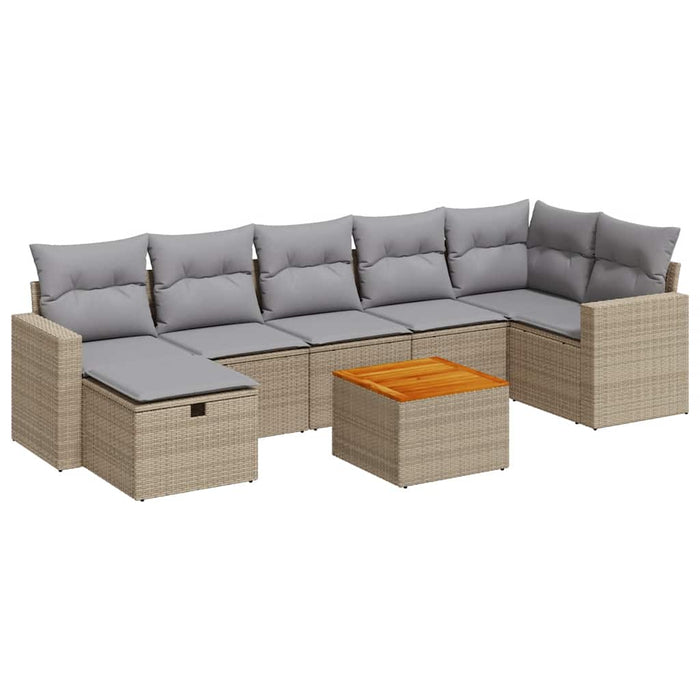 Set canapele de grădină, 8 piese, cu perne, bej, poliratan - WALTI WALTI