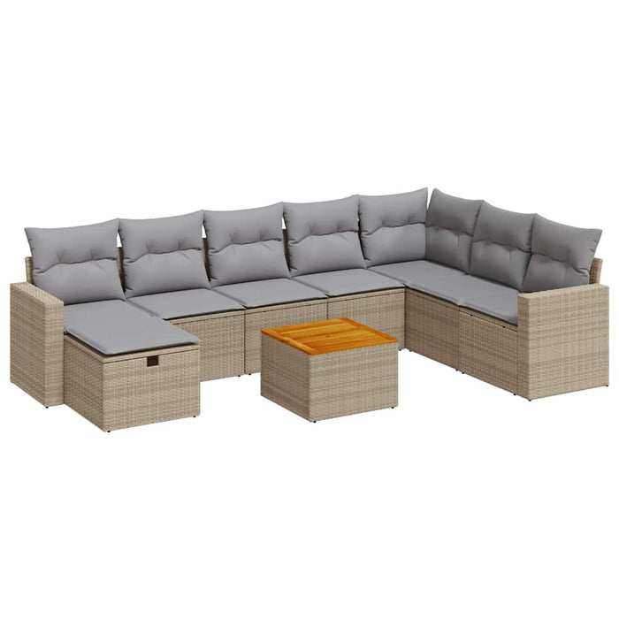 Set canapele de grădină, 9 piese, cu perne, bej, poliratan - WALTI WALTI