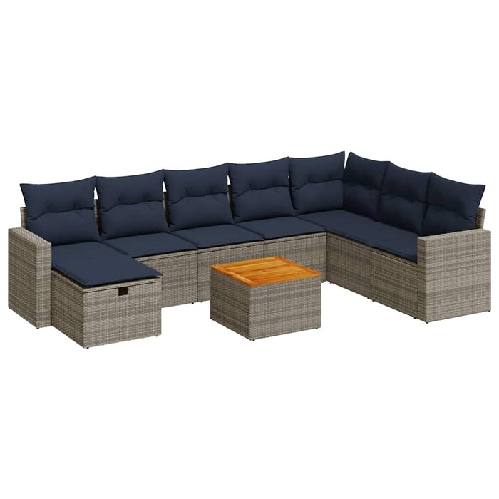 Set canapele de grădină, 9 piese, cu perne, gri, poliratan - WALTI WALTI