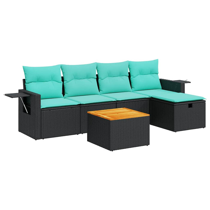 Set mobilier de grădină cu perne, 6 piese, negru, poliratan - WALTI WALTI