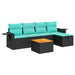 Set mobilier de grădină cu perne, 6 piese, negru, poliratan - WALTI WALTI