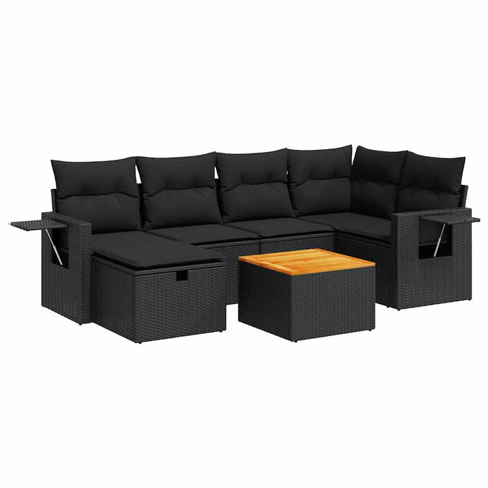Set canapele de grădină cu perne, 7 piese, negru, poliratan - WALTI WALTI