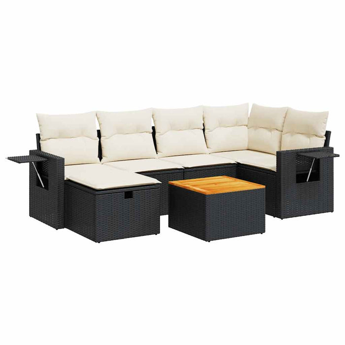 Set canapele de grădină cu perne, 7 piese, negru, poliratan - WALTI WALTI
