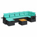 Set mobilier de grădină cu perne, 8 piese, negru, poliratan - WALTI WALTI