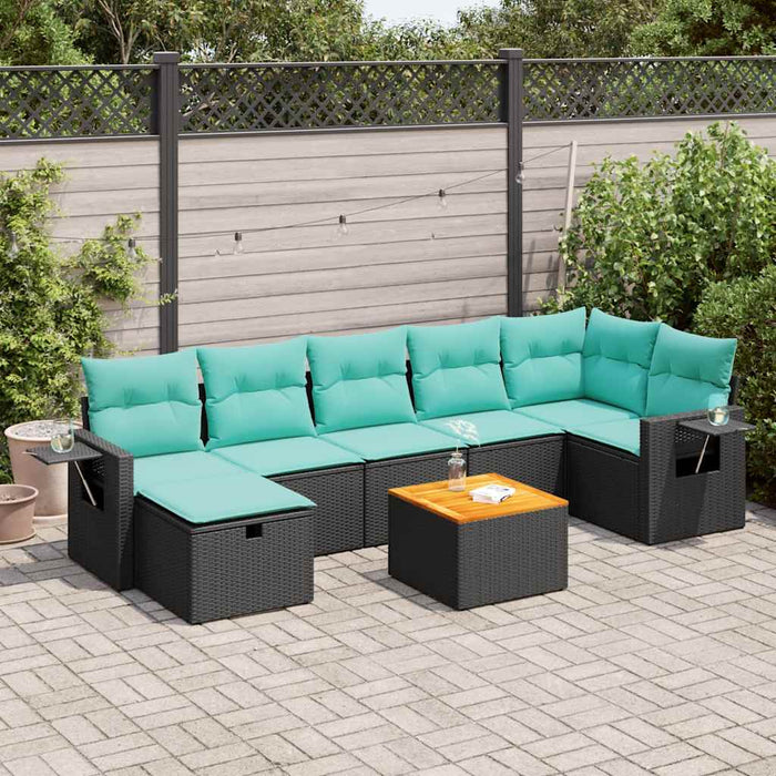 Set mobilier de grădină cu perne, 8 piese, negru, poliratan - WALTI WALTI