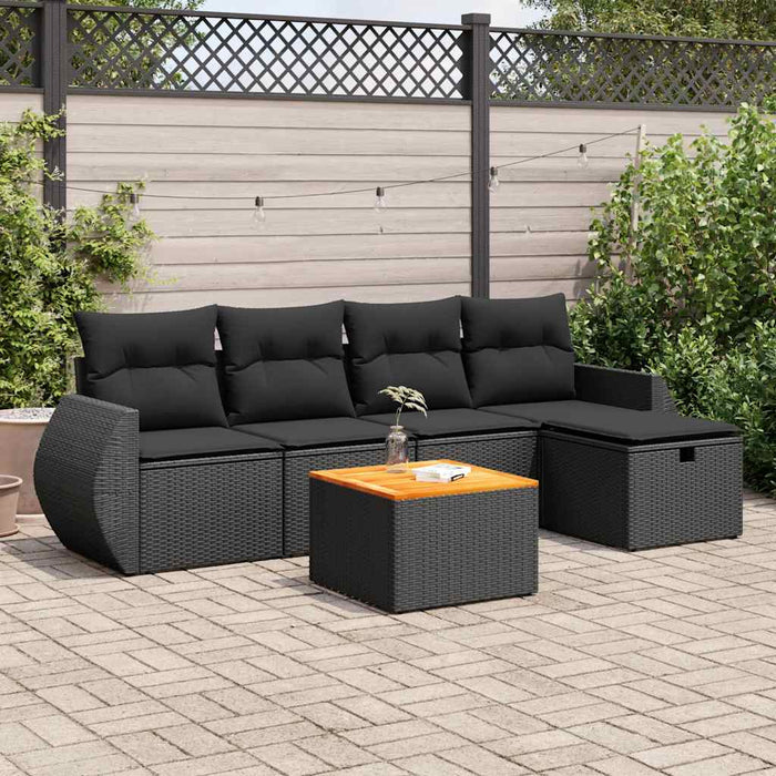 Set mobilier de grădină cu perne, 6 piese, negru, poliratan - WALTI WALTI