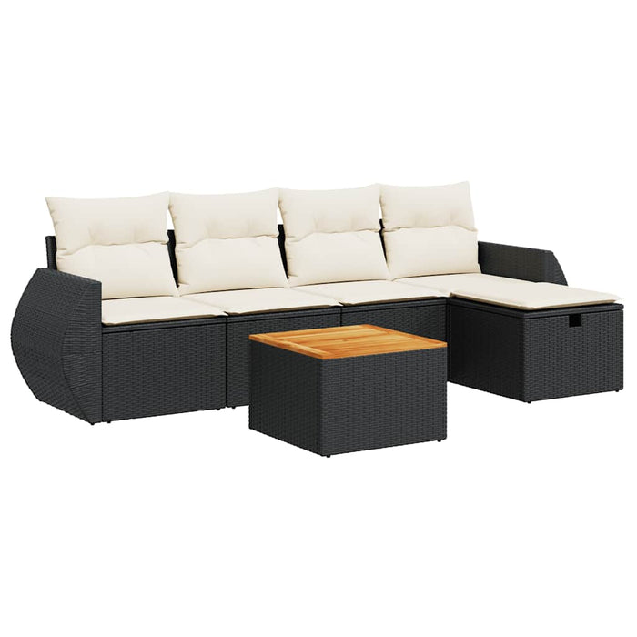 Set mobilier de grădină cu perne, 6 piese, negru, poliratan - WALTI WALTI