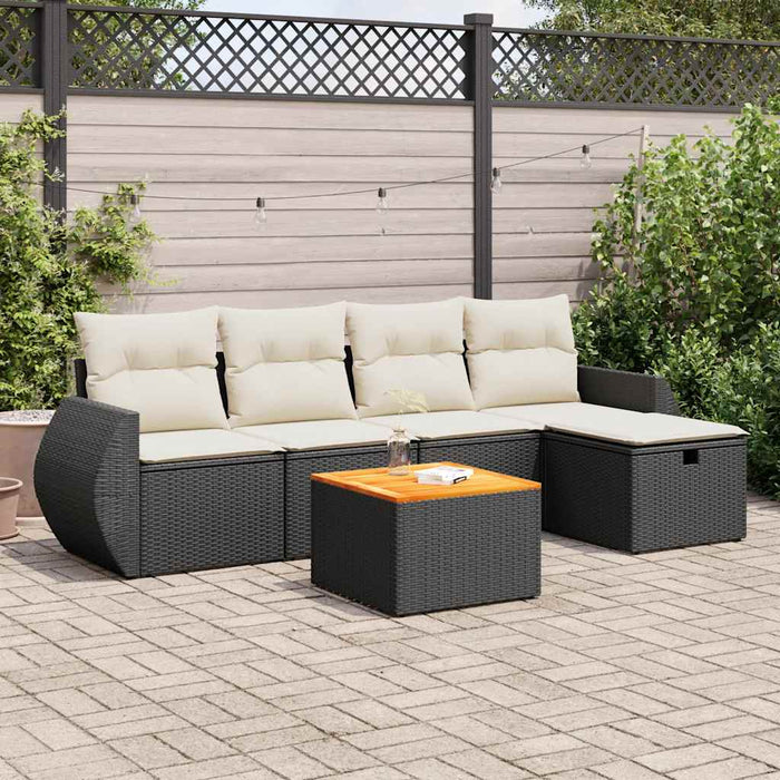 Set mobilier de grădină cu perne, 6 piese, negru, poliratan - WALTI WALTI