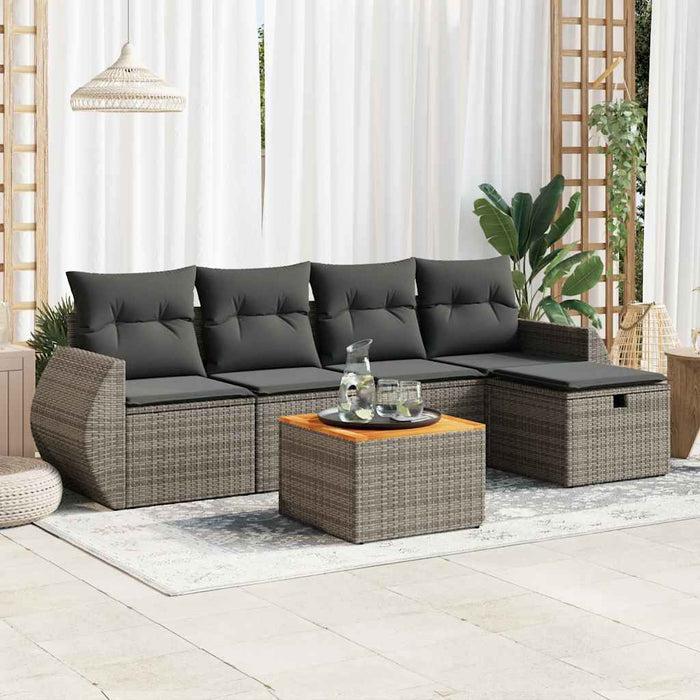 Set mobilier grădină cu perne, 6 piese, gri, poliratan - WALTI WALTI