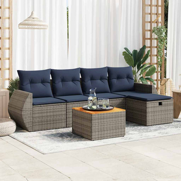 Set mobilier grădină cu perne, 6 piese, gri, poliratan - WALTI WALTI