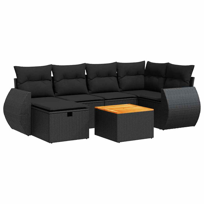 Set canapele de grădină cu perne, 7 piese, negru, poliratan - WALTI WALTI