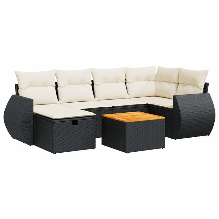 Set canapele de grădină cu perne, 7 piese, negru, poliratan - WALTI WALTI