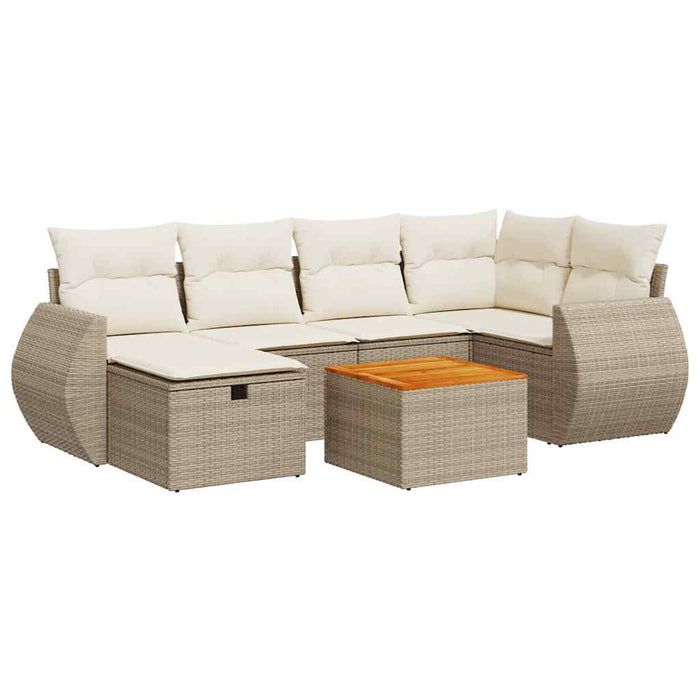Set canapele de grădină, 7 piese, cu perne, bej, poliratan - WALTI WALTI