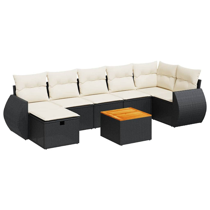 Set mobilier de grădină cu perne, 8 piese, negru, poliratan - WALTI WALTI
