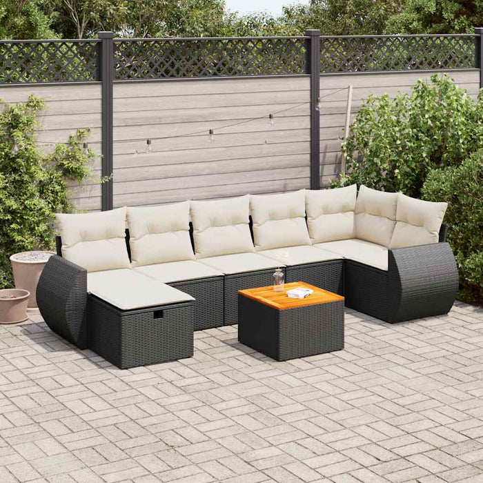 Set mobilier de grădină cu perne, 8 piese, negru, poliratan - WALTI WALTI