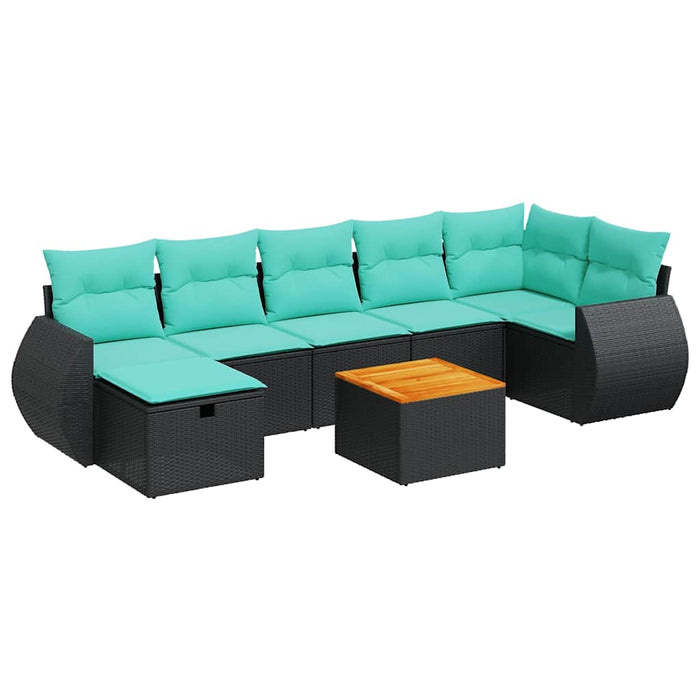 Set mobilier de grădină cu perne, 8 piese, negru, poliratan - WALTI WALTI
