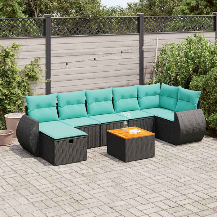 Set mobilier de grădină cu perne, 8 piese, negru, poliratan - WALTI WALTI
