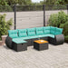 Set mobilier de grădină cu perne, 8 piese, negru, poliratan - WALTI WALTI