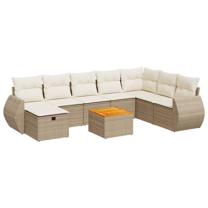 Set canapele de grădină, 9 piese, cu perne, bej, poliratan - WALTI WALTI
