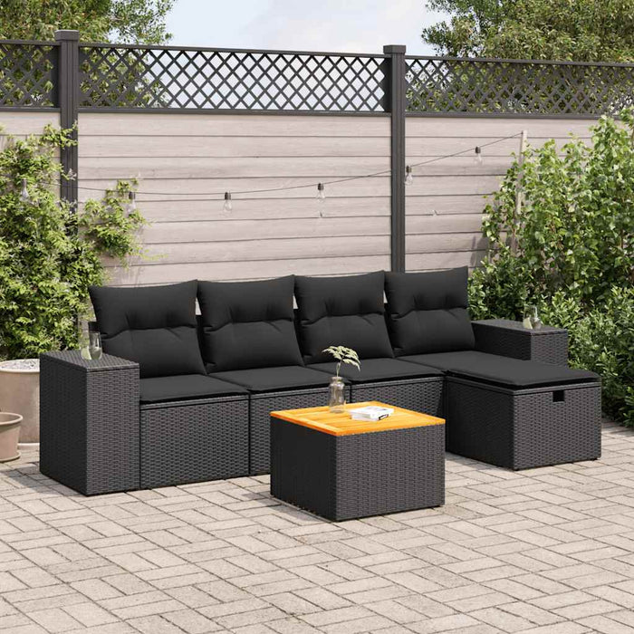Set mobilier de grădină cu perne, 6 piese, negru, poliratan - WALTI WALTI
