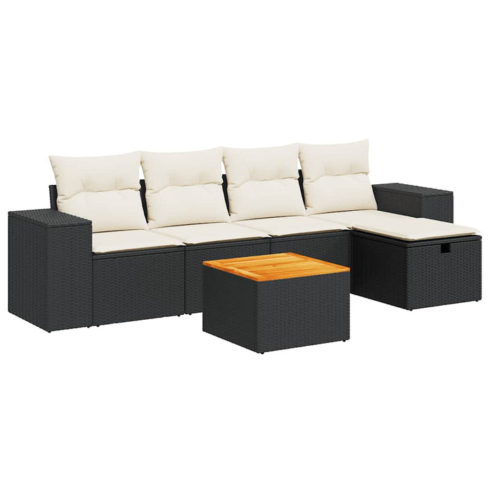 Set mobilier de grădină cu perne, 6 piese, negru, poliratan - WALTI WALTI