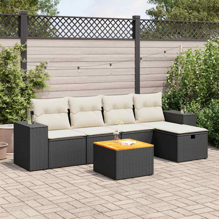 Set mobilier de grădină cu perne, 6 piese, negru, poliratan - WALTI WALTI