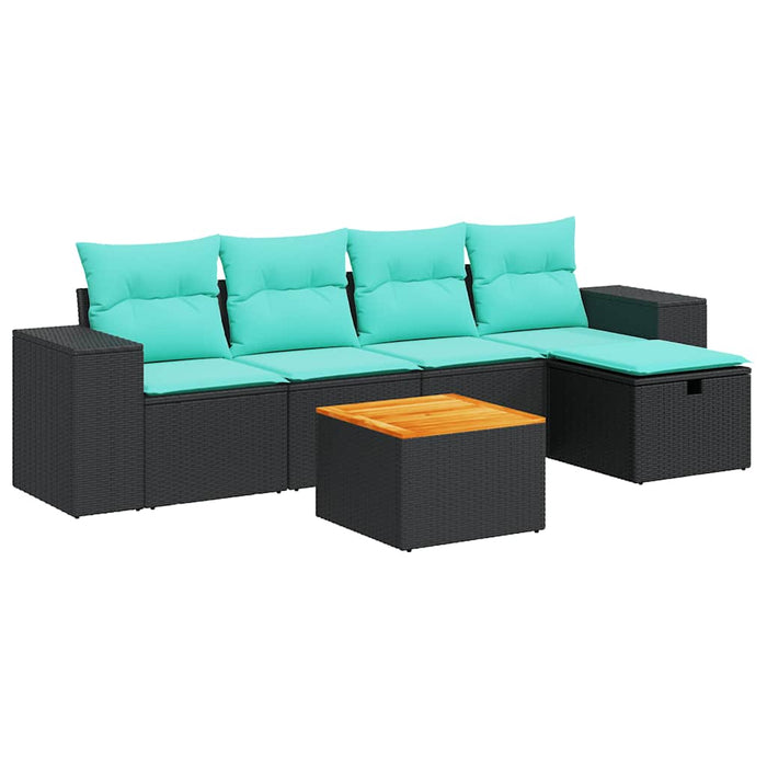 Set mobilier de grădină cu perne, 6 piese, negru, poliratan - WALTI WALTI