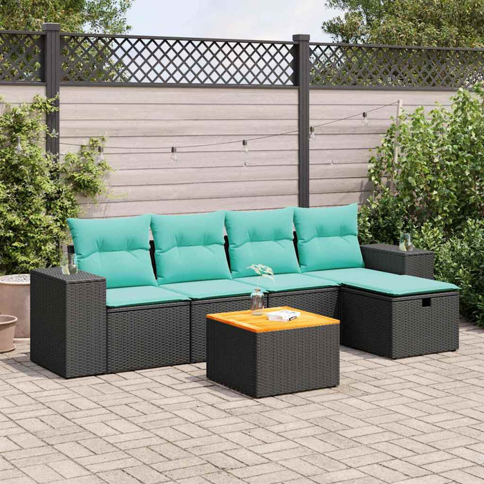 Set mobilier de grădină cu perne, 6 piese, negru, poliratan - WALTI WALTI