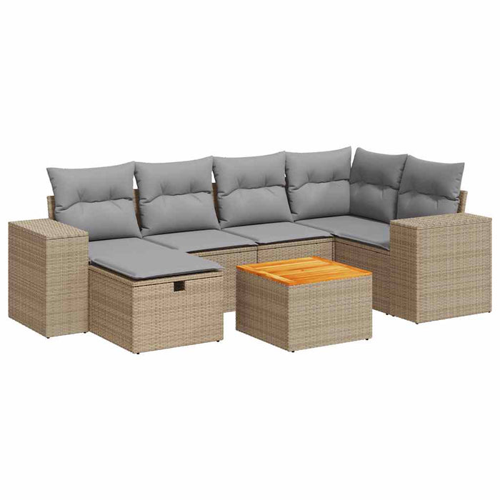 Set canapele de grădină, 7 piese, cu perne, bej, poliratan - WALTI WALTI
