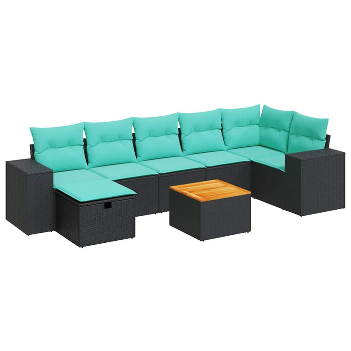 Set mobilier de grădină cu perne, 8 piese, negru, poliratan - WALTI WALTI