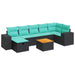 Set mobilier de grădină cu perne, 8 piese, negru, poliratan - WALTI WALTI
