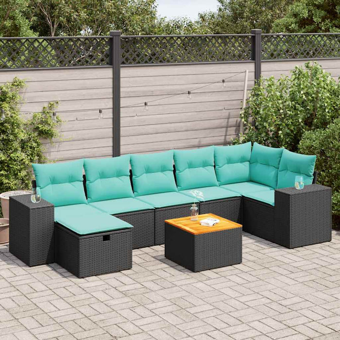 Set mobilier de grădină cu perne, 8 piese, negru, poliratan - WALTI WALTI