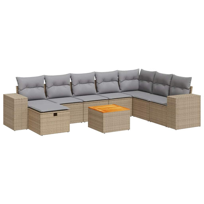 Set canapele de grădină, 9 piese, cu perne, bej, poliratan - WALTI WALTI