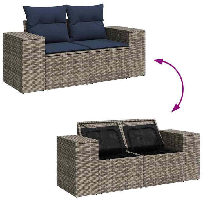 Set canapele de grădină, 9 piese, cu perne, gri, poliratan - WALTI WALTI