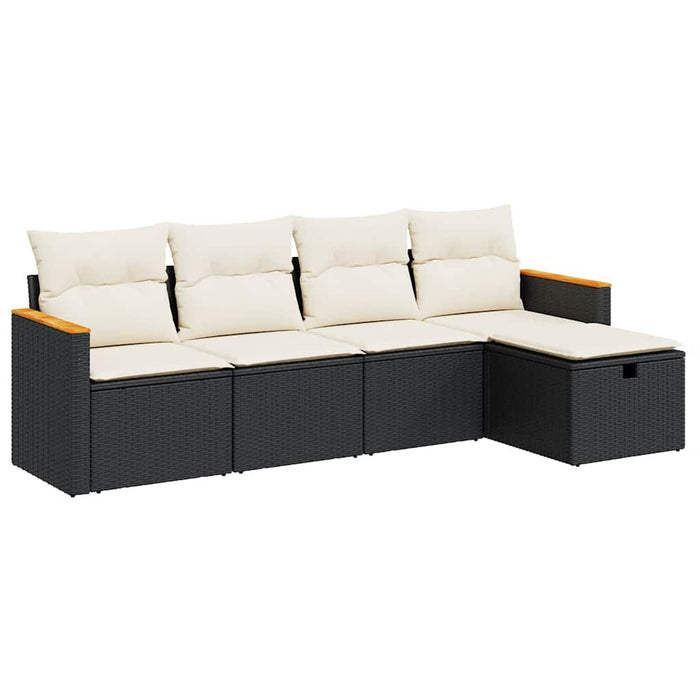 Set mobilier de grădină cu perne, 5 piese, negru, poliratan - WALTI WALTI