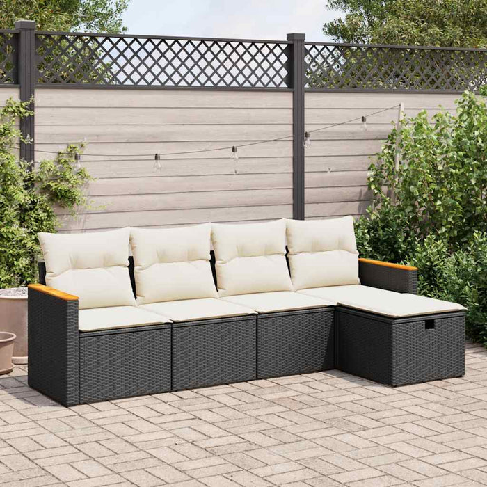 Set mobilier de grădină cu perne, 5 piese, negru, poliratan - WALTI WALTI