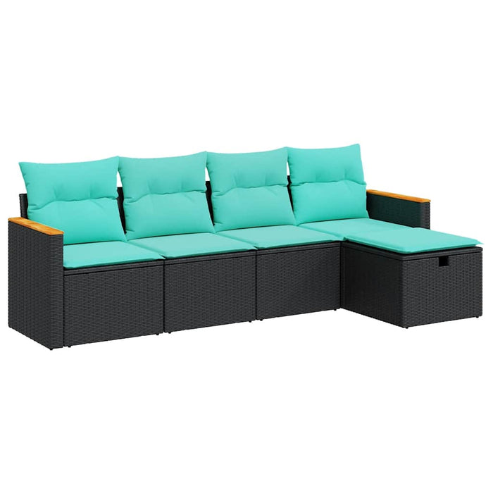 Set mobilier de grădină cu perne, 5 piese, negru, poliratan - WALTI WALTI