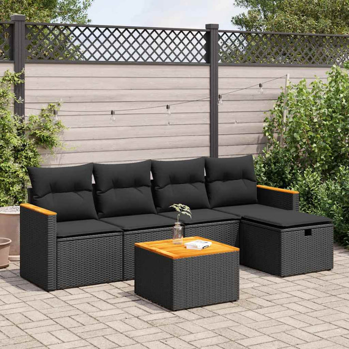 Set mobilier de grădină cu perne, 6 piese, negru, poliratan - WALTI WALTI