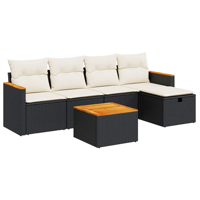 Set mobilier de grădină cu perne, 6 piese, negru, poliratan - WALTI WALTI