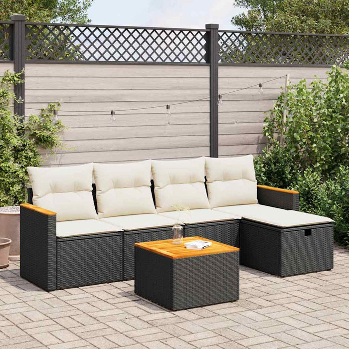 Set mobilier de grădină cu perne, 6 piese, negru, poliratan - WALTI WALTI
