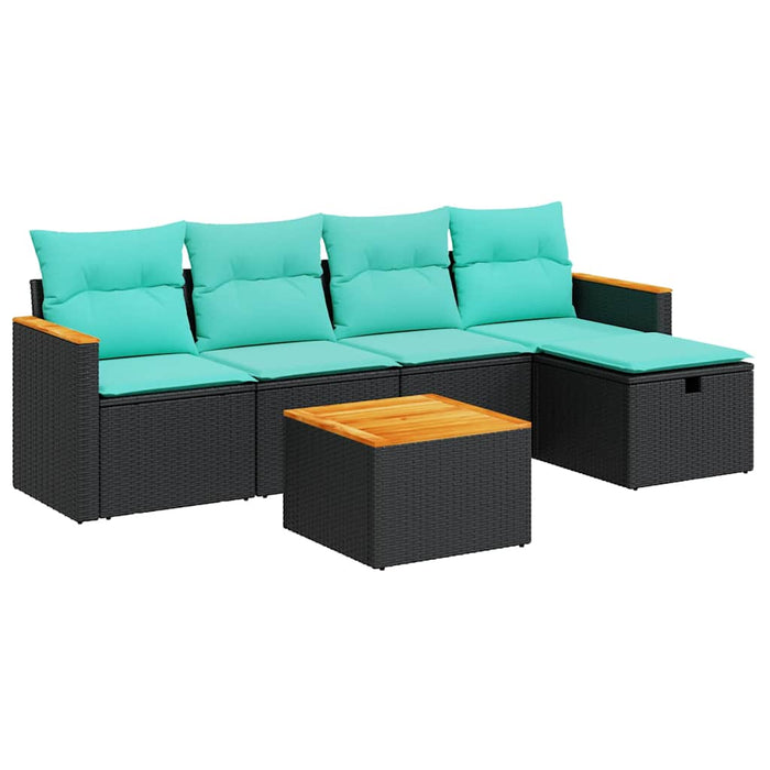 Set mobilier de grădină cu perne, 6 piese, negru, poliratan - WALTI WALTI