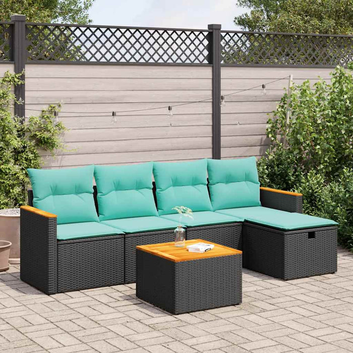 Set mobilier de grădină cu perne, 6 piese, negru, poliratan - WALTI WALTI