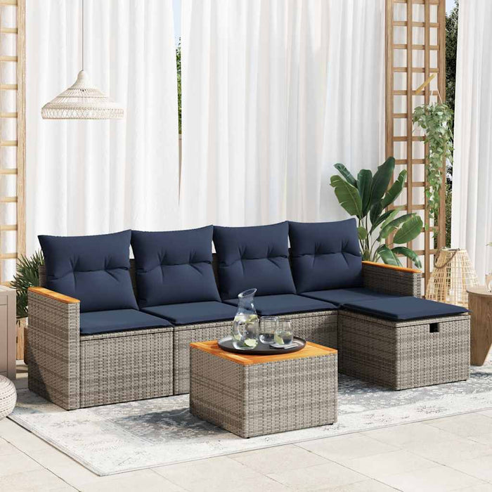 Set mobilier grădină cu perne, 6 piese, gri, poliratan - WALTI WALTI