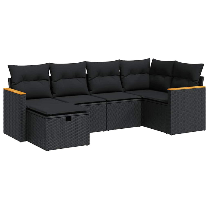 Set mobilier de grădină cu perne, 6 piese, negru, poliratan - WALTI WALTI