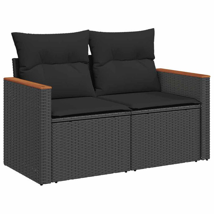 Set mobilier de grădină cu perne, 6 piese, negru, poliratan - WALTI WALTI